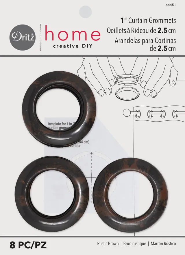 Dritz 44451 oeillets rideaux plastique marron 1 pouce 8 jeux