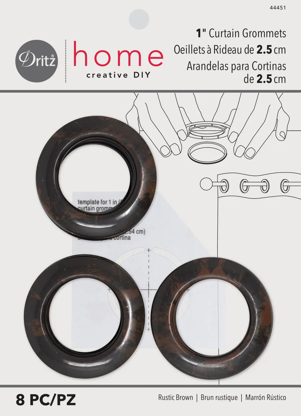 Dritz 44451 oeillets rideaux plastique marron 1 pouce 8 jeux