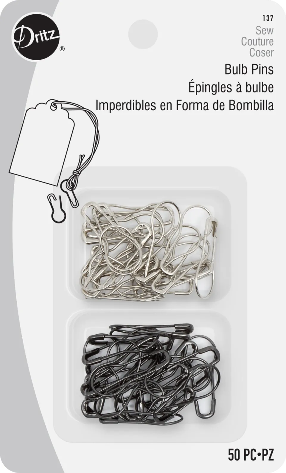 Dritz Bulb Pins épingles boule laiton lot 50