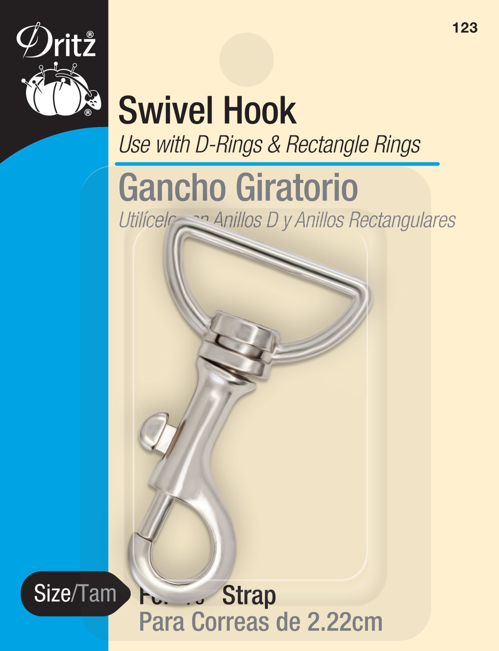 Dritz Mousqueton Pivotant Nickel pour Sangle 22 mm Sac