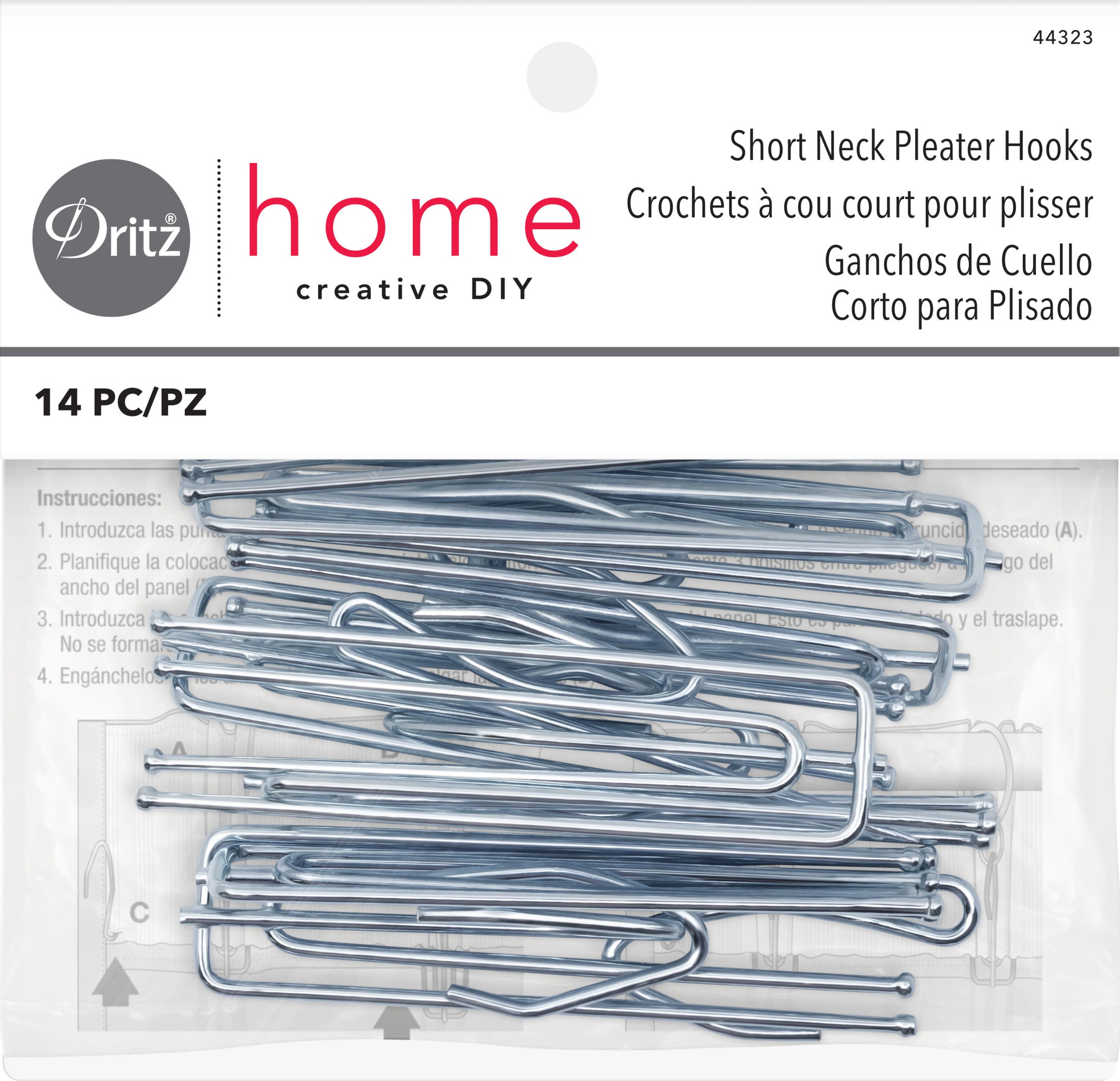 Dritz Crochets Fronceurs Col Court Argent 14 Pièces
