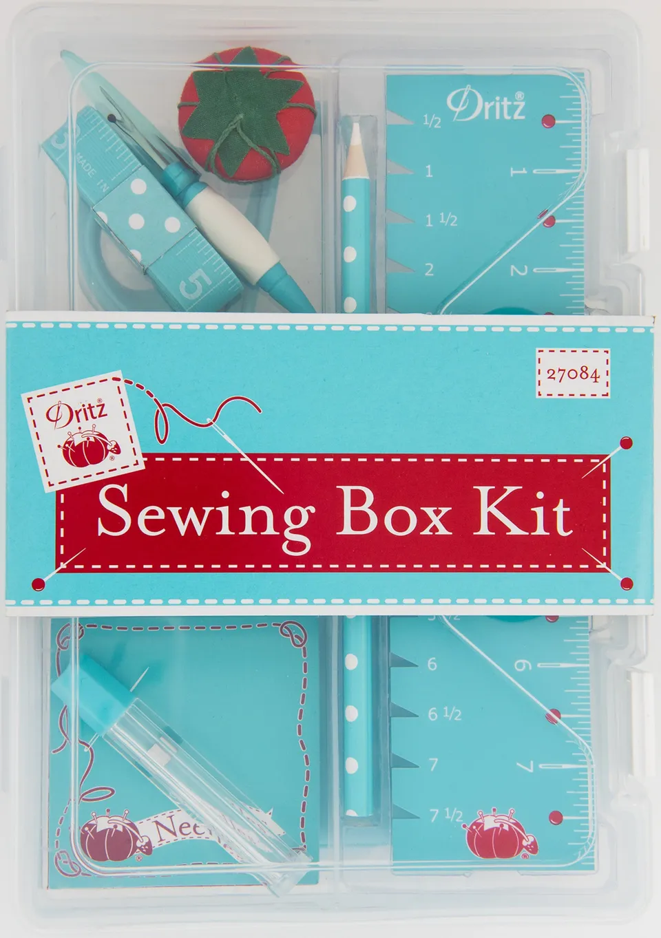 Dritz Essential Sewing Box Kit boîte couture bleue complète
