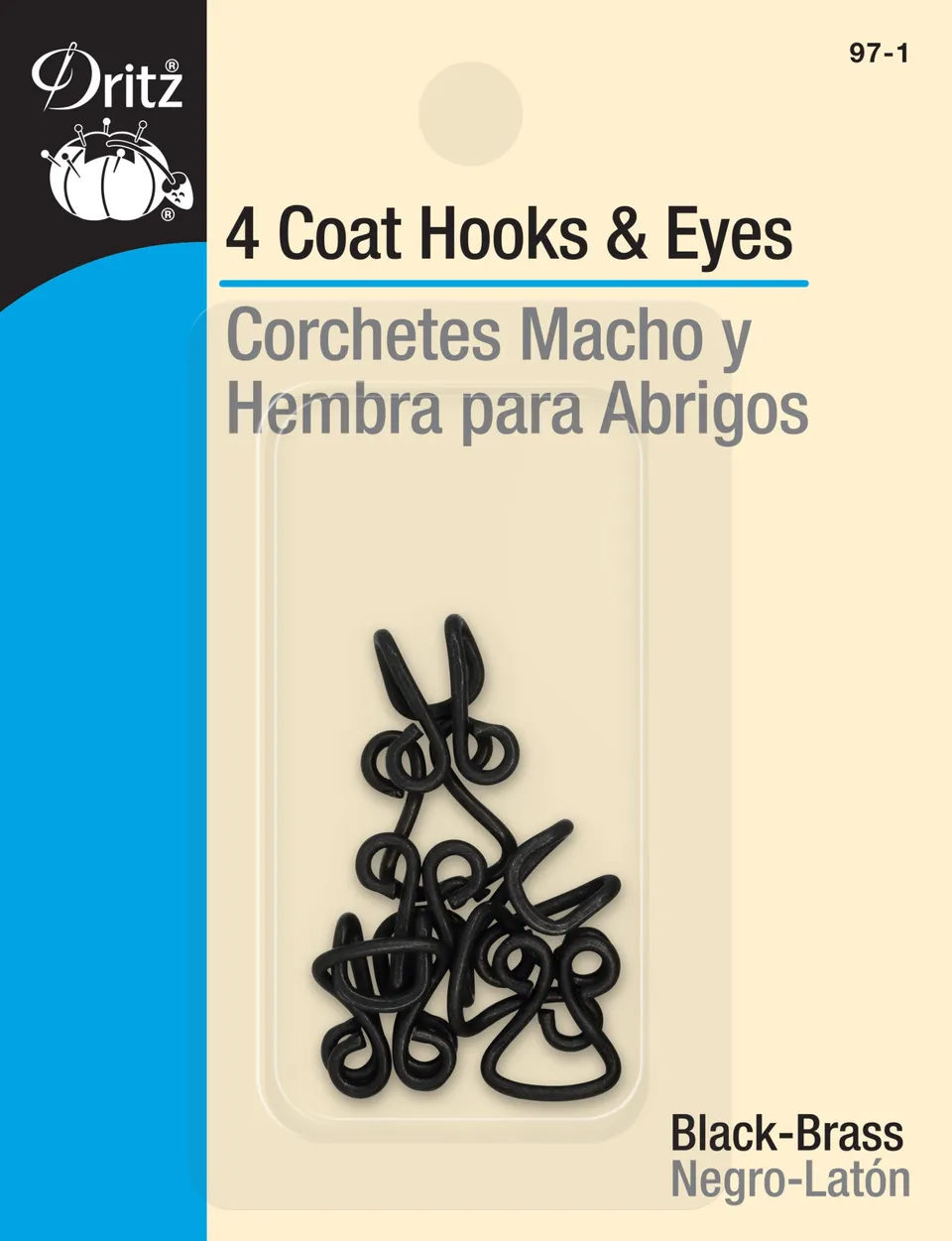 Dritz Agrafes Manteau Crochets 4 pcs Noir