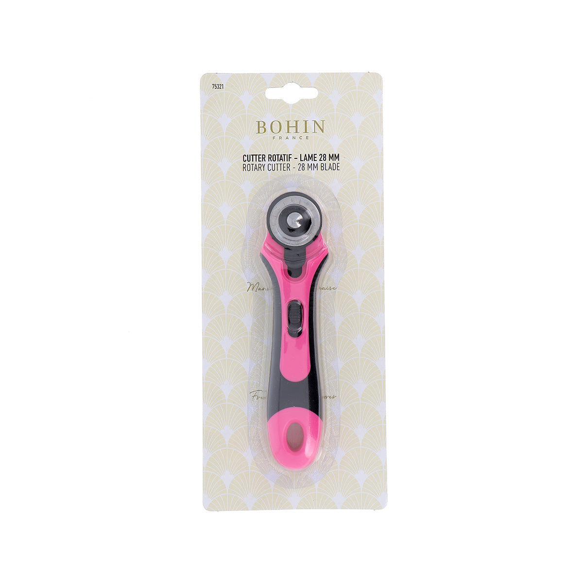 Bohin cutter rotatif 28 mm tissu patchwork ergonomique