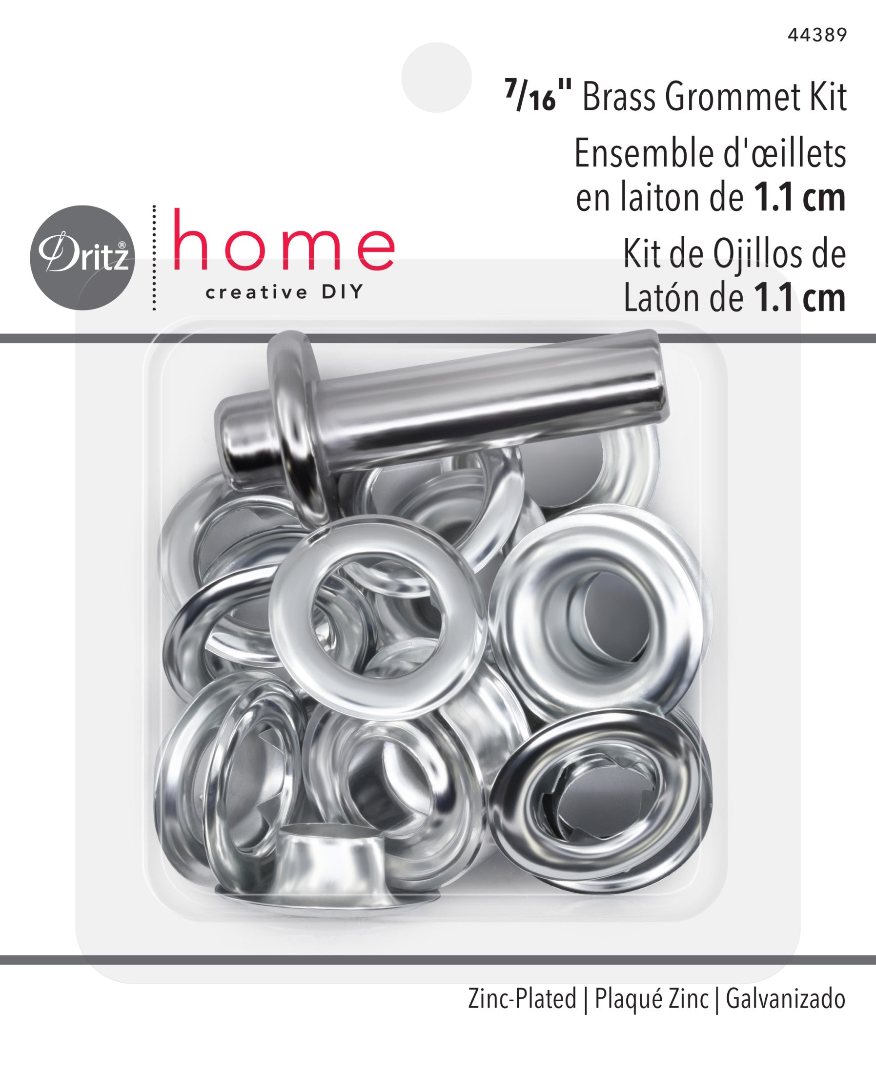 Dritz Fasteners kit 10 œillets 11 mm argent tissu