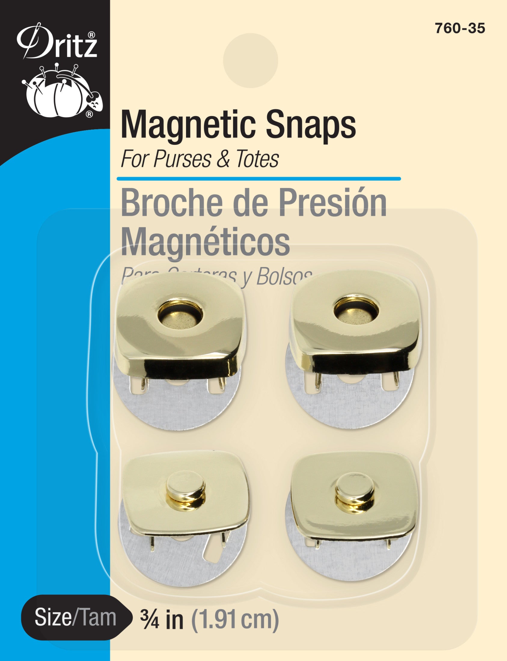 Dritz Snaps fermoir magnétique carré 19 mm nickel x2