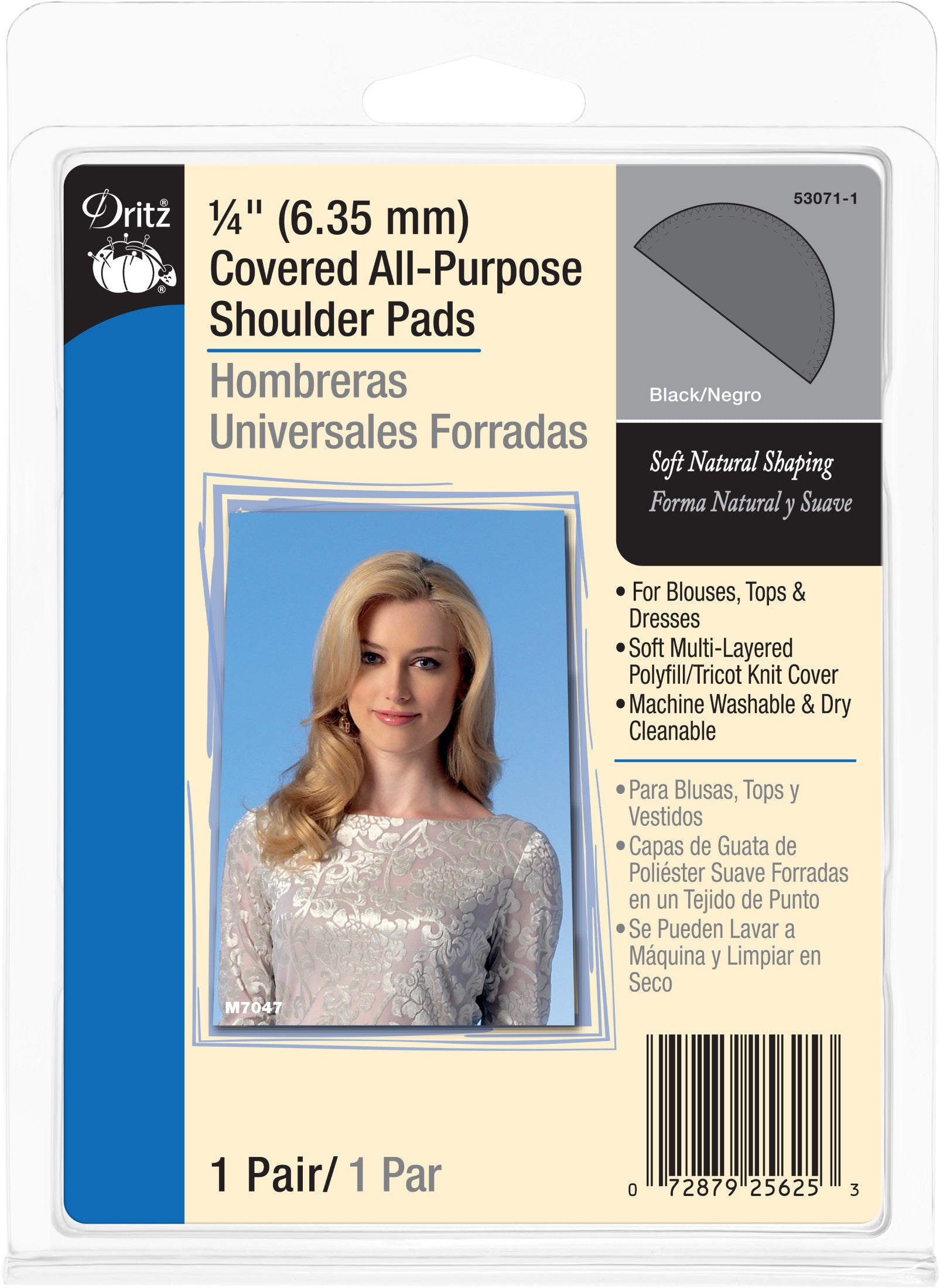 Dritz épaulettes couture recouvertes 6 mm blanc 1 paire