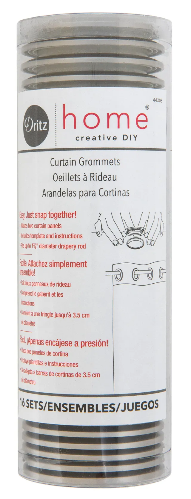Dritz 1-9/16 œillets rideaux plastique étain x8