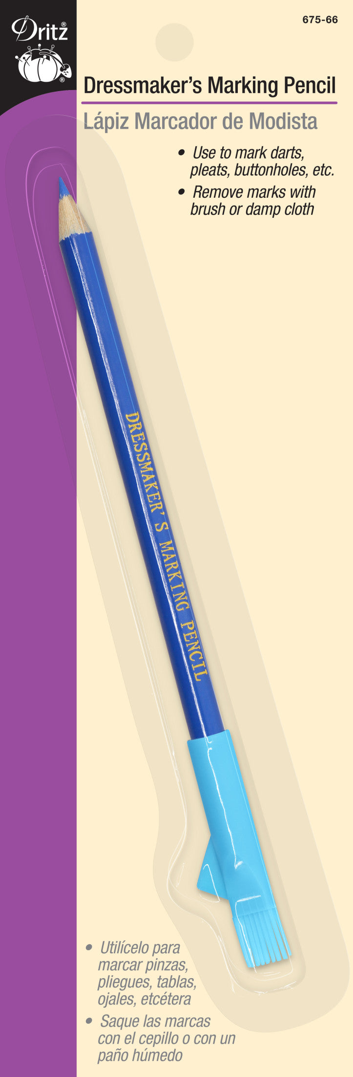 Dritz Marking Crayon couture assorti blanc bleu rose brosse