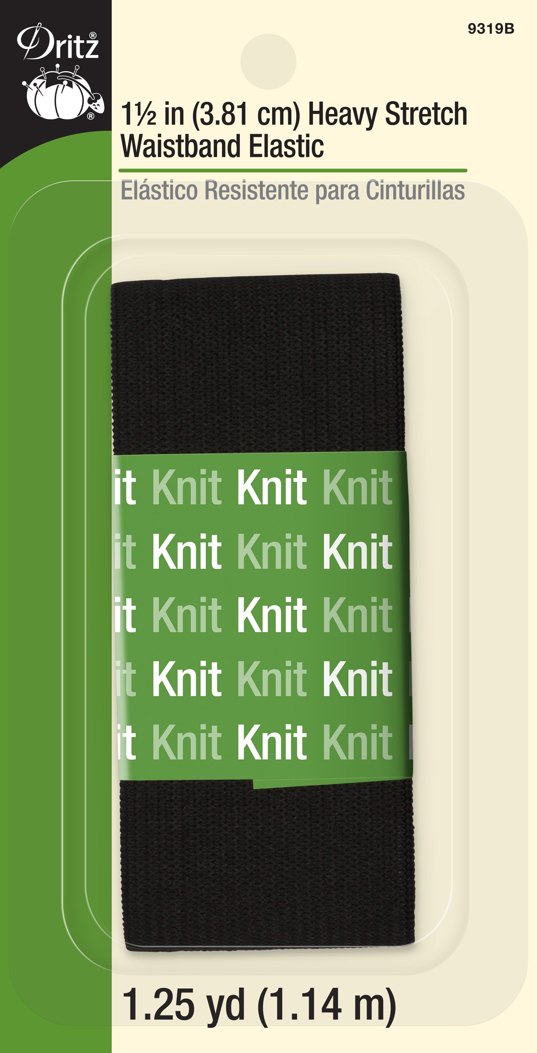 Dritz Élastique Ceinture stretch fort noir 38 mm 1,14 m