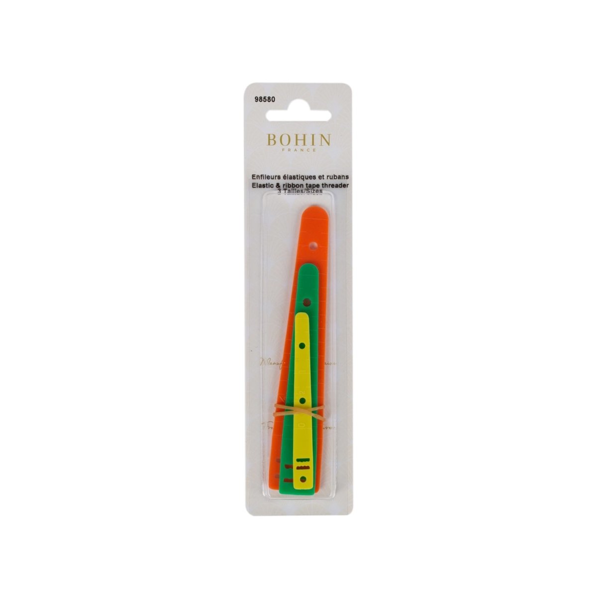 Bohin Enfileurs d'élastiques et rubans kit 3 tailles