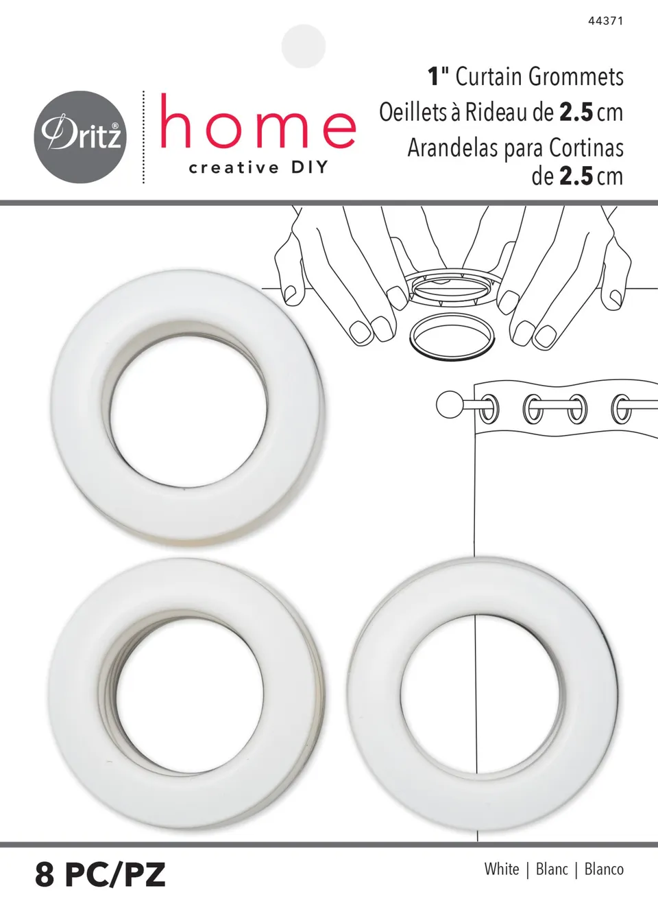 Dritz Fasteners œillets rideaux 25 mm 8 jeux nickel