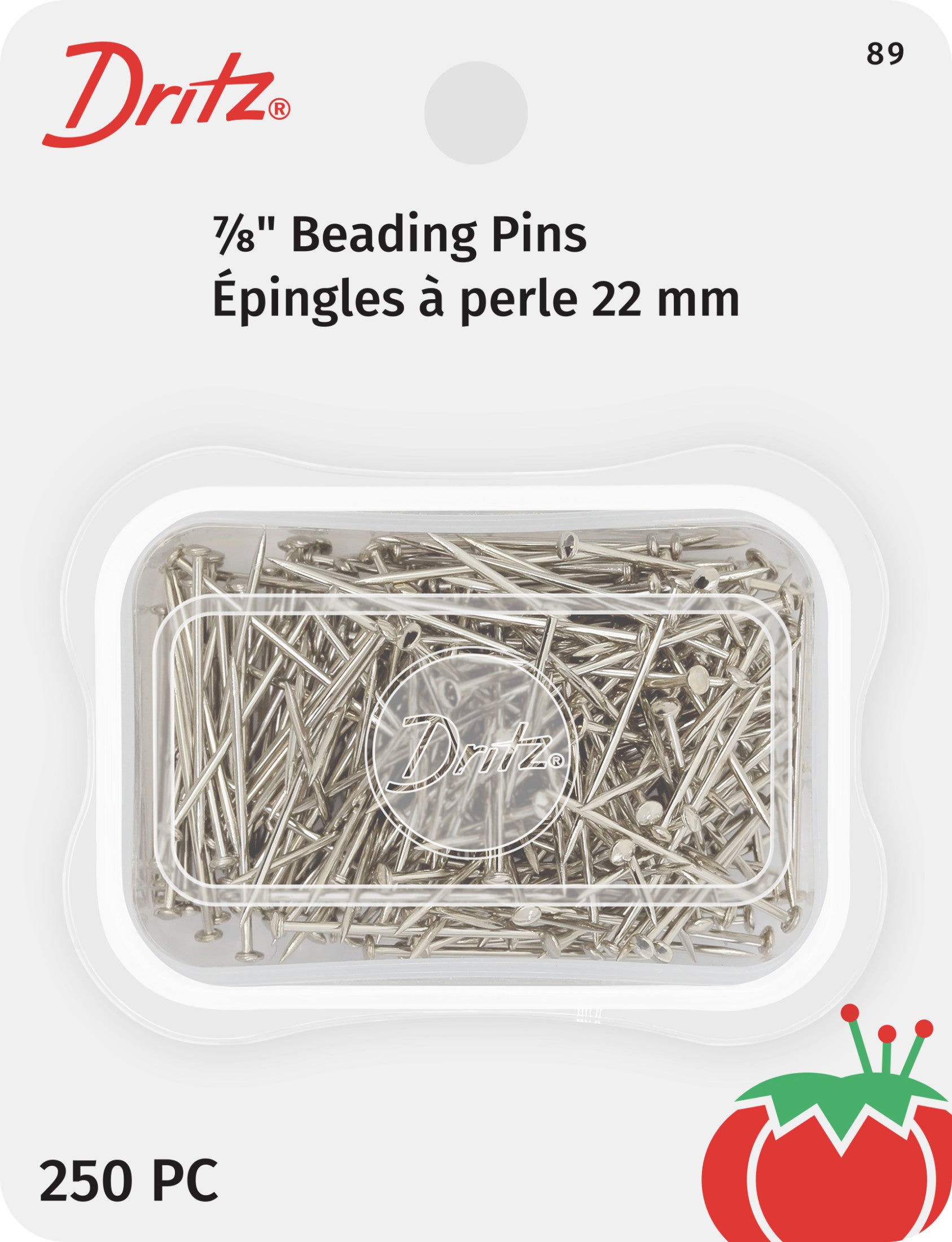 Dritz 89 épingles perles nickel 22 mm 250 pc