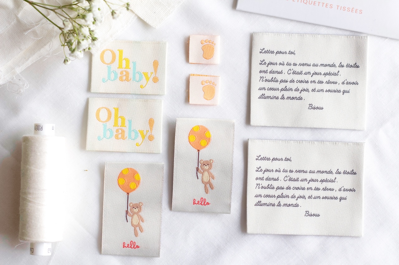 La Petite Maison Couture Oh Baby! x8 étiquette à coudre pastel naissance