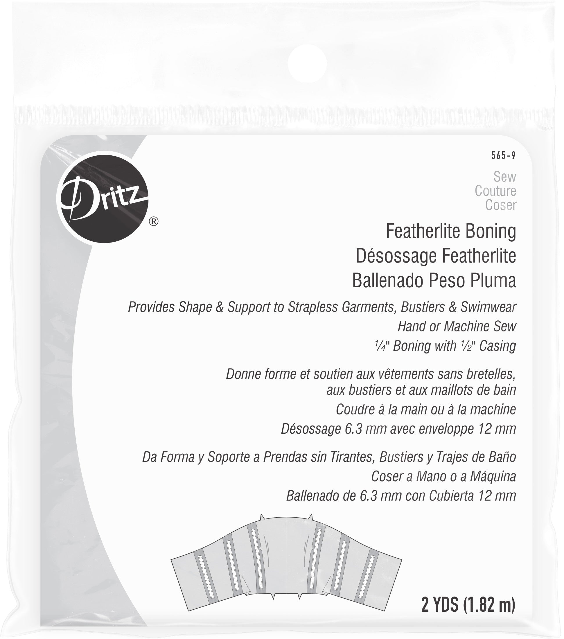 Dritz Featherlite 565-9 baleine à coudre blanche 2 yards