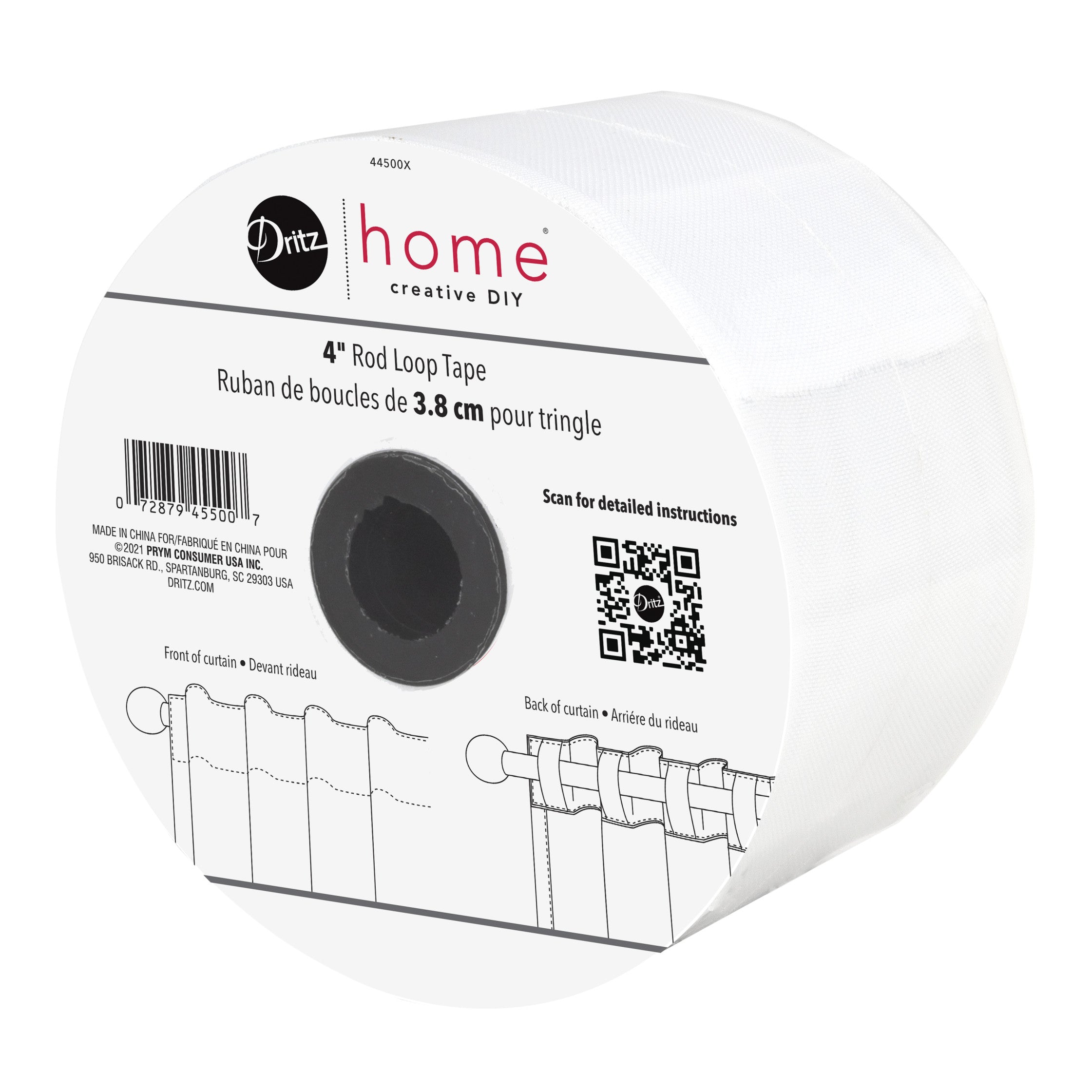 Dritz 44500X ruban boucle rideau blanc 10 cm couture