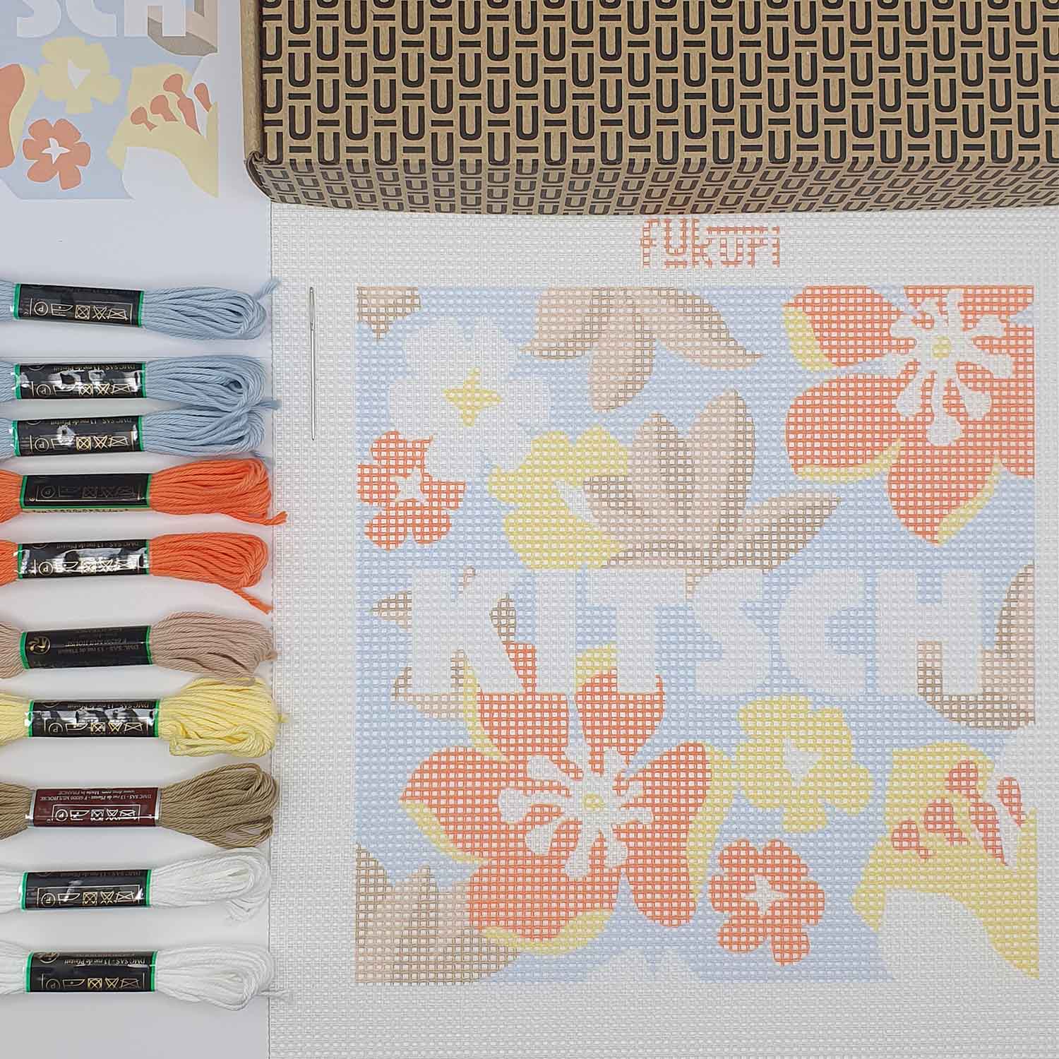 Bohin Kits broderie kit canevas Kitsch Fukuri 20x20 cm