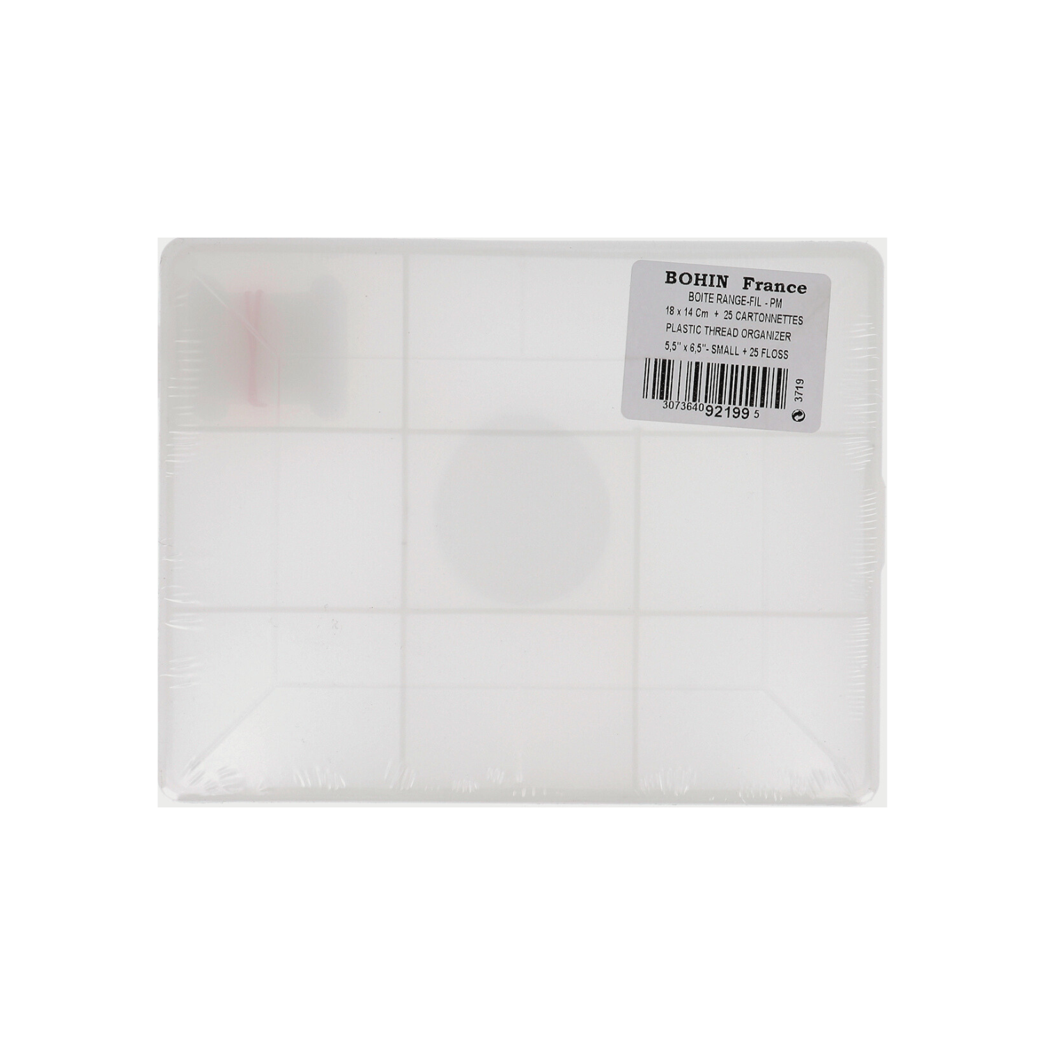 Bohin Rangement boite fils plastique grande + 100 cartonnettes