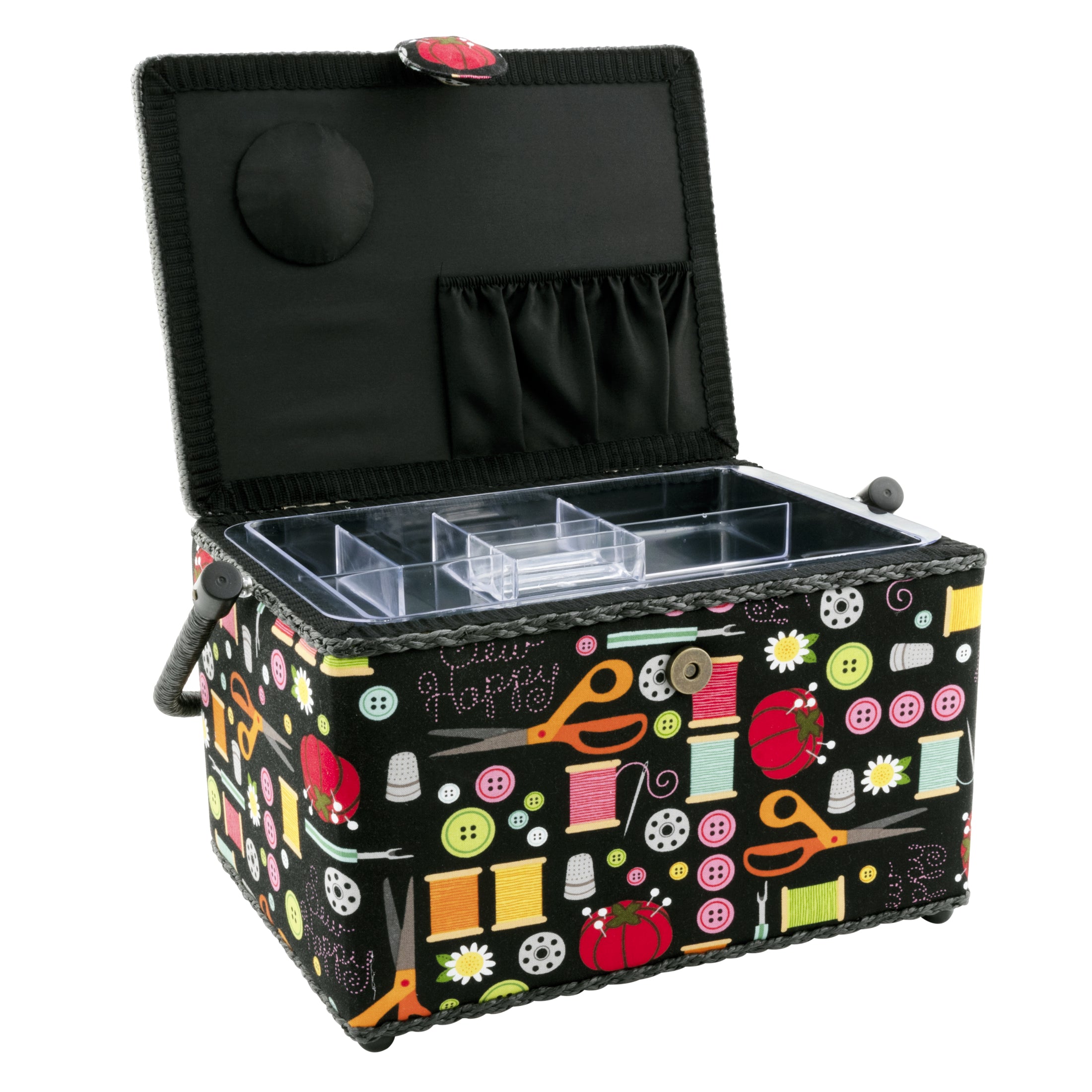Dritz Sewing Baskets panier couture rectangulaire grand noir mercerie
