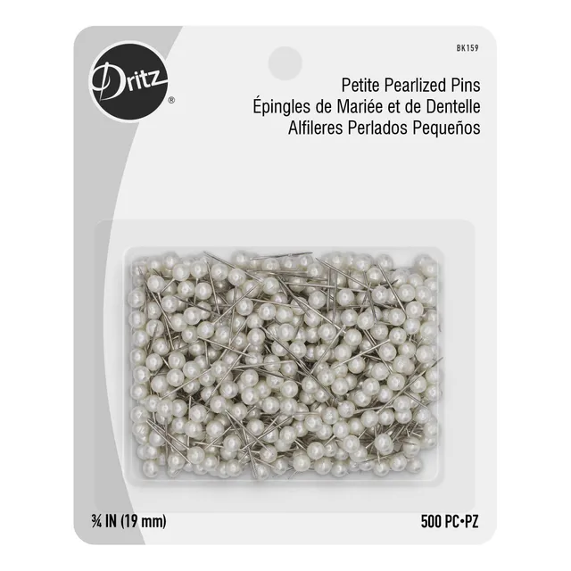 Dritz Petite Pearlized BK159 épingles blanches 500 pcs inox