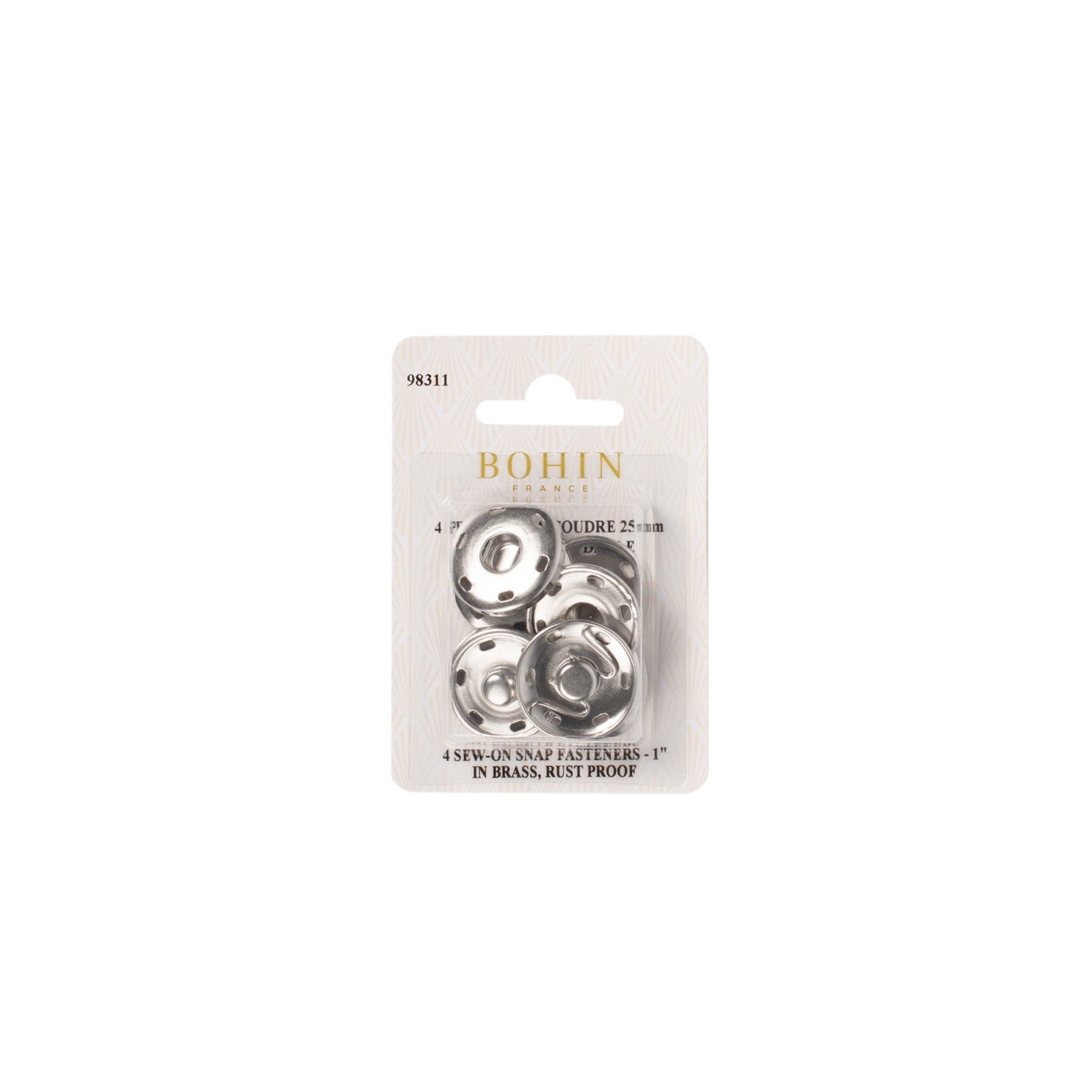 Bohin Boutons et pressions Pressions à coudre argent 30 mm laiton