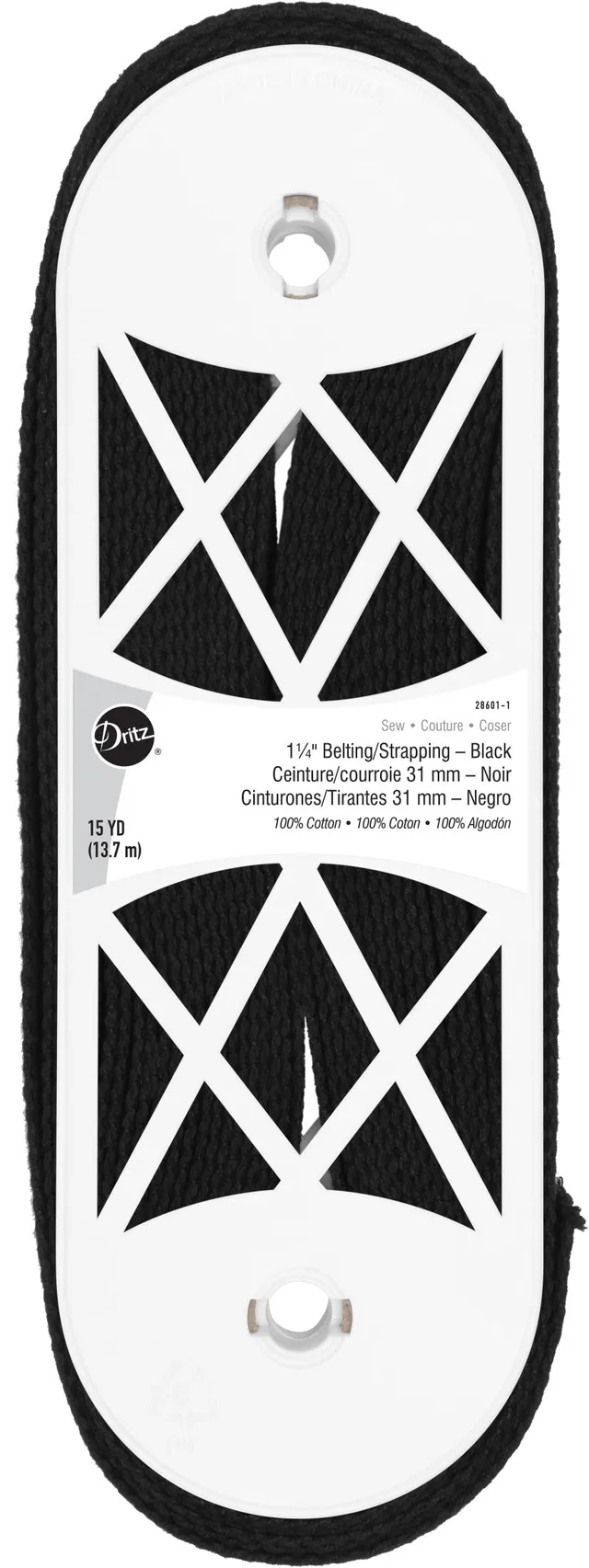 Dritz sangle coton 32 mm 13,7 m noire