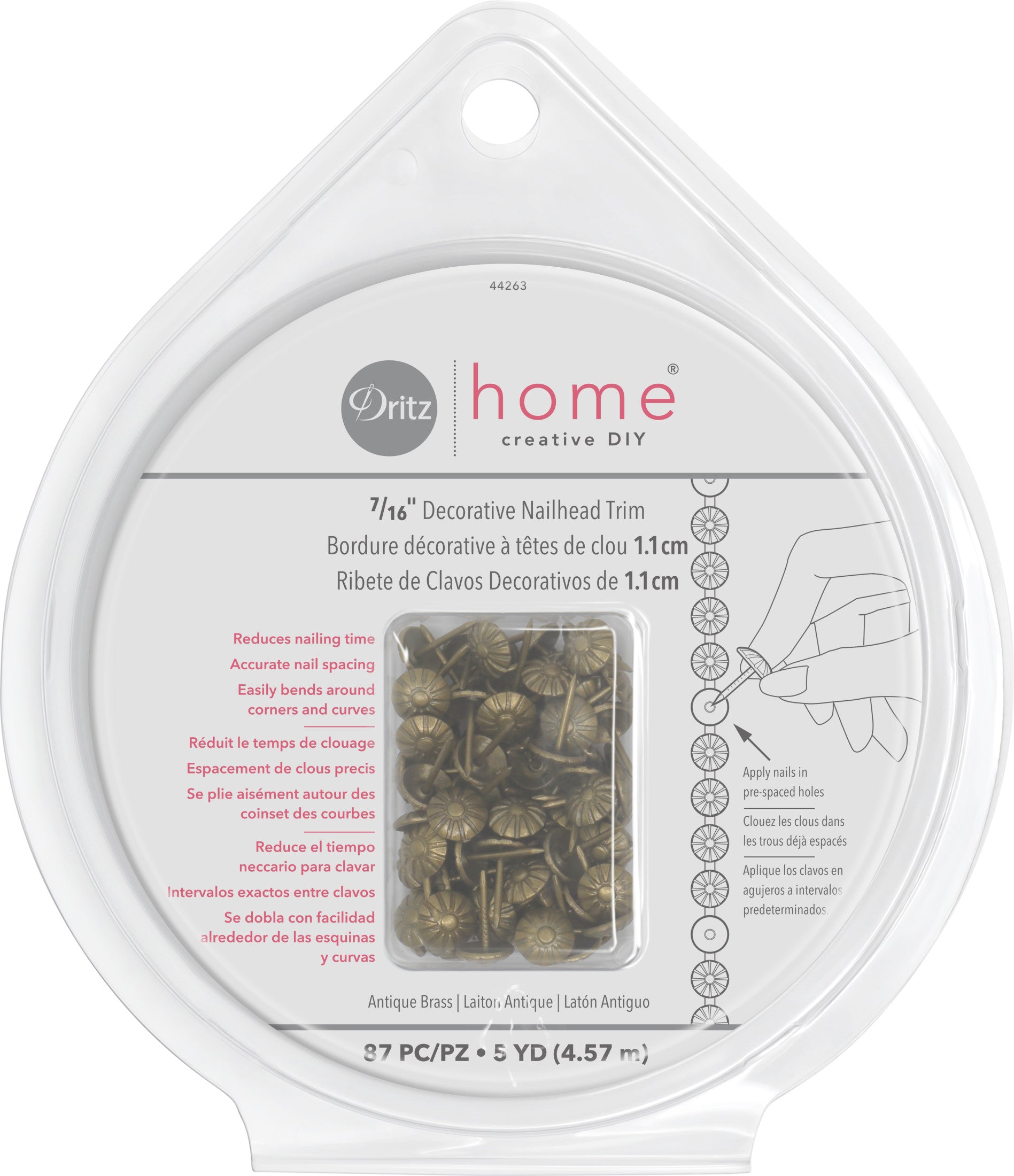 Dritz 44263 Galon Clous Marguerite Laiton Antique 5 yd