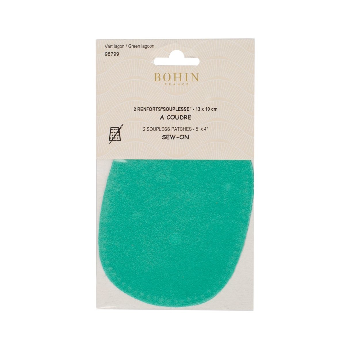 Bohin Renforts coudes genoux suédine 13x10 cm rose saumon
