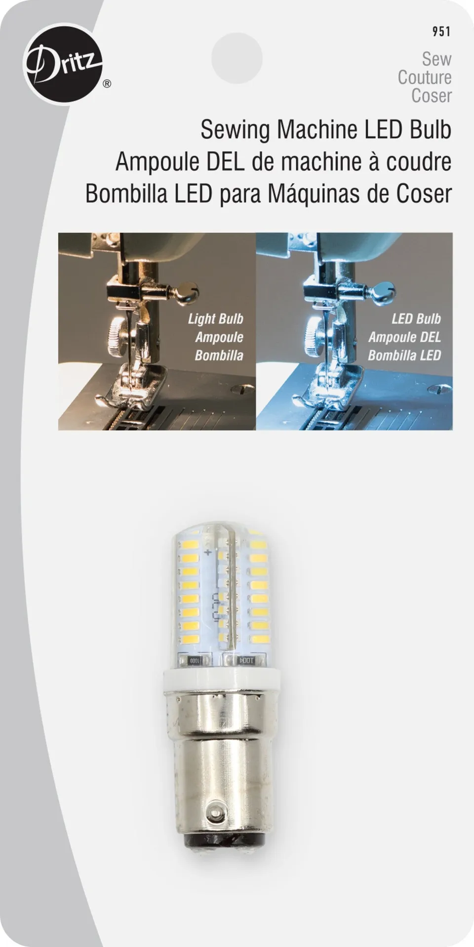 Dritz 951 ampoule LED machine à coudre culot push-in B15
