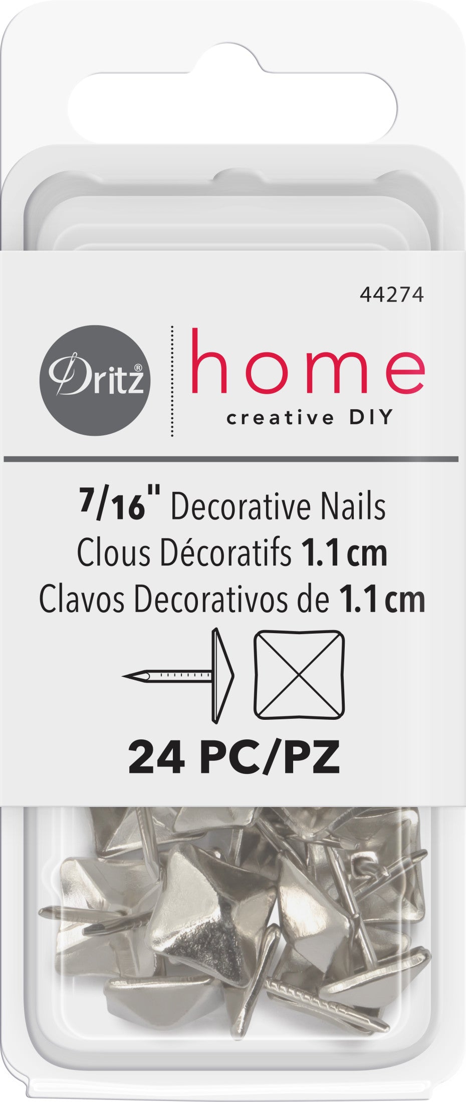Dritz clous décoratifs carrés nickel 11 mm x24