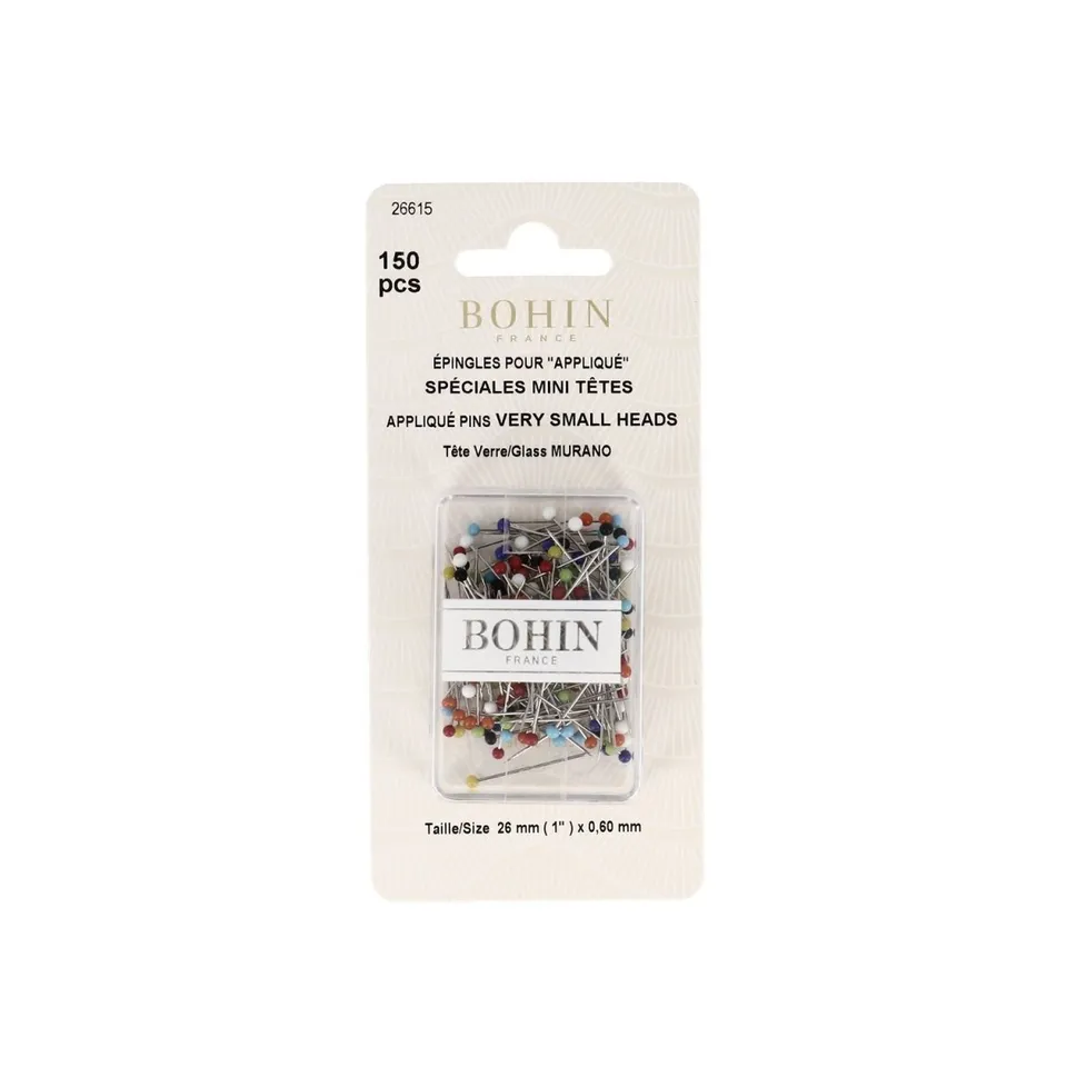 Bohin Épingles tête verre 26 mm x150 petites têtes