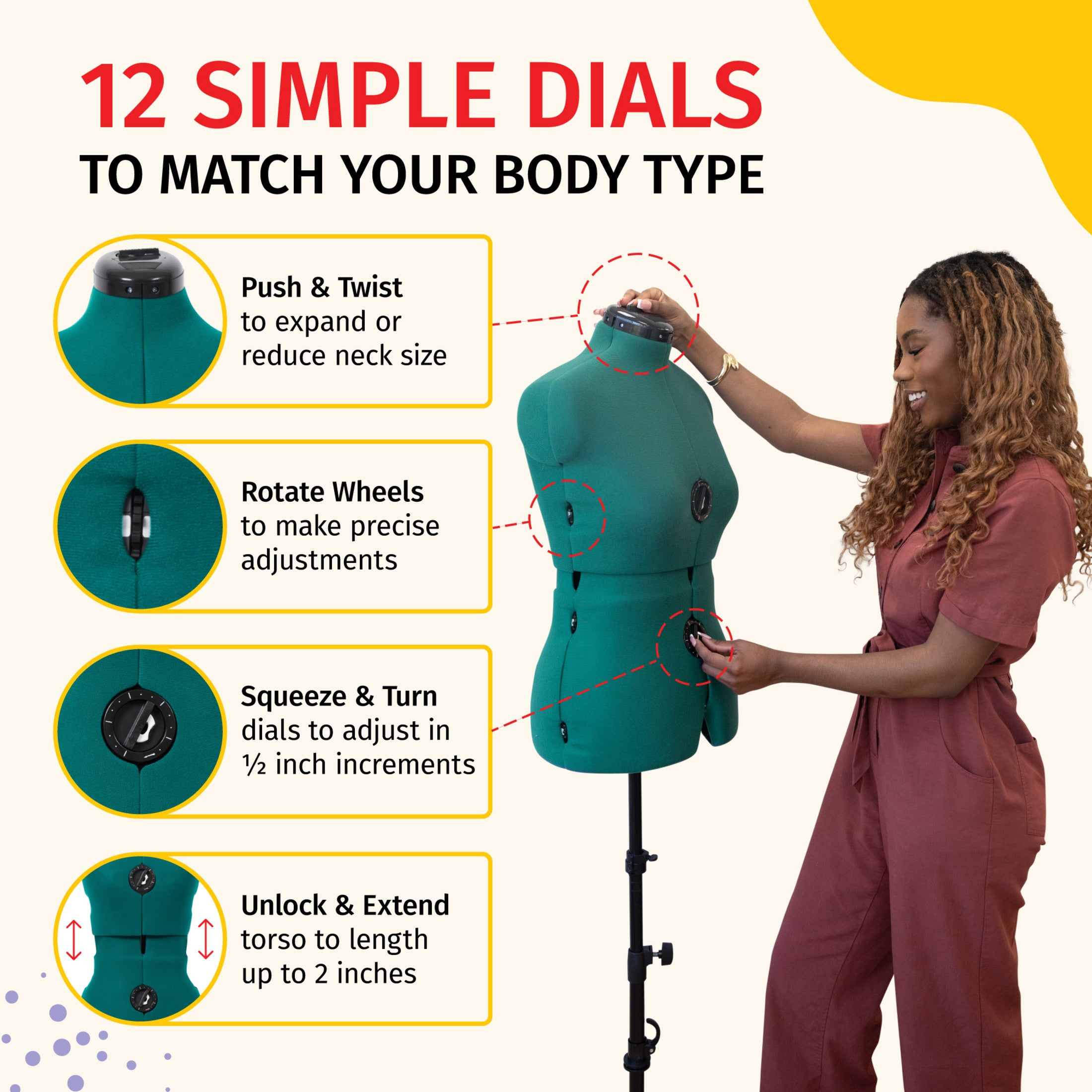 Dritz Sew You mannequin couture réglable Small vert