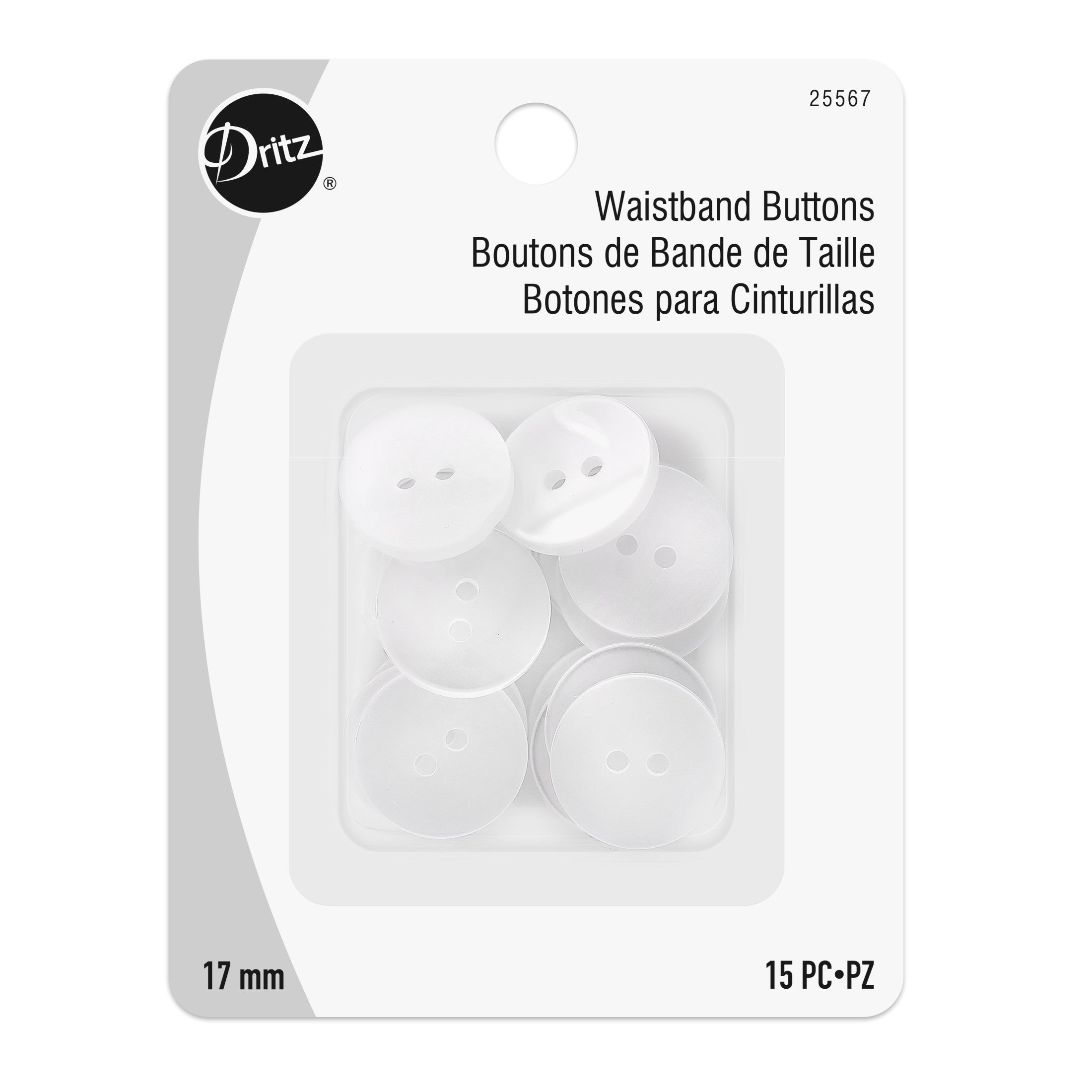 Dritz 25567 bouton blanc nacré 17 mm 15 pcs 2 trous
