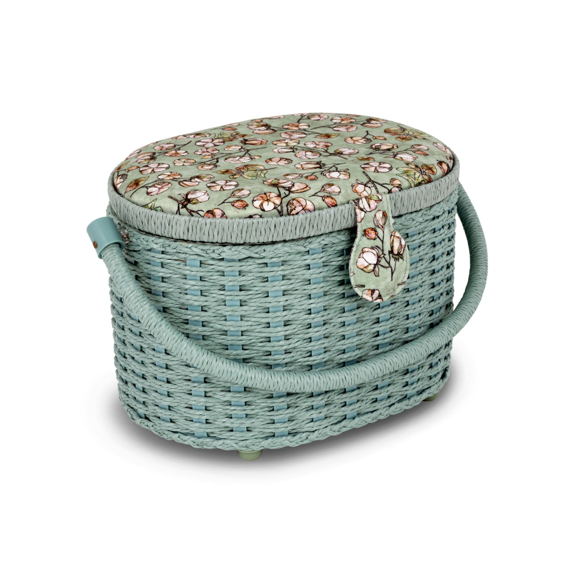 Dritz Panier Couture Ovale Petit Vert Fleuri 24 cm
