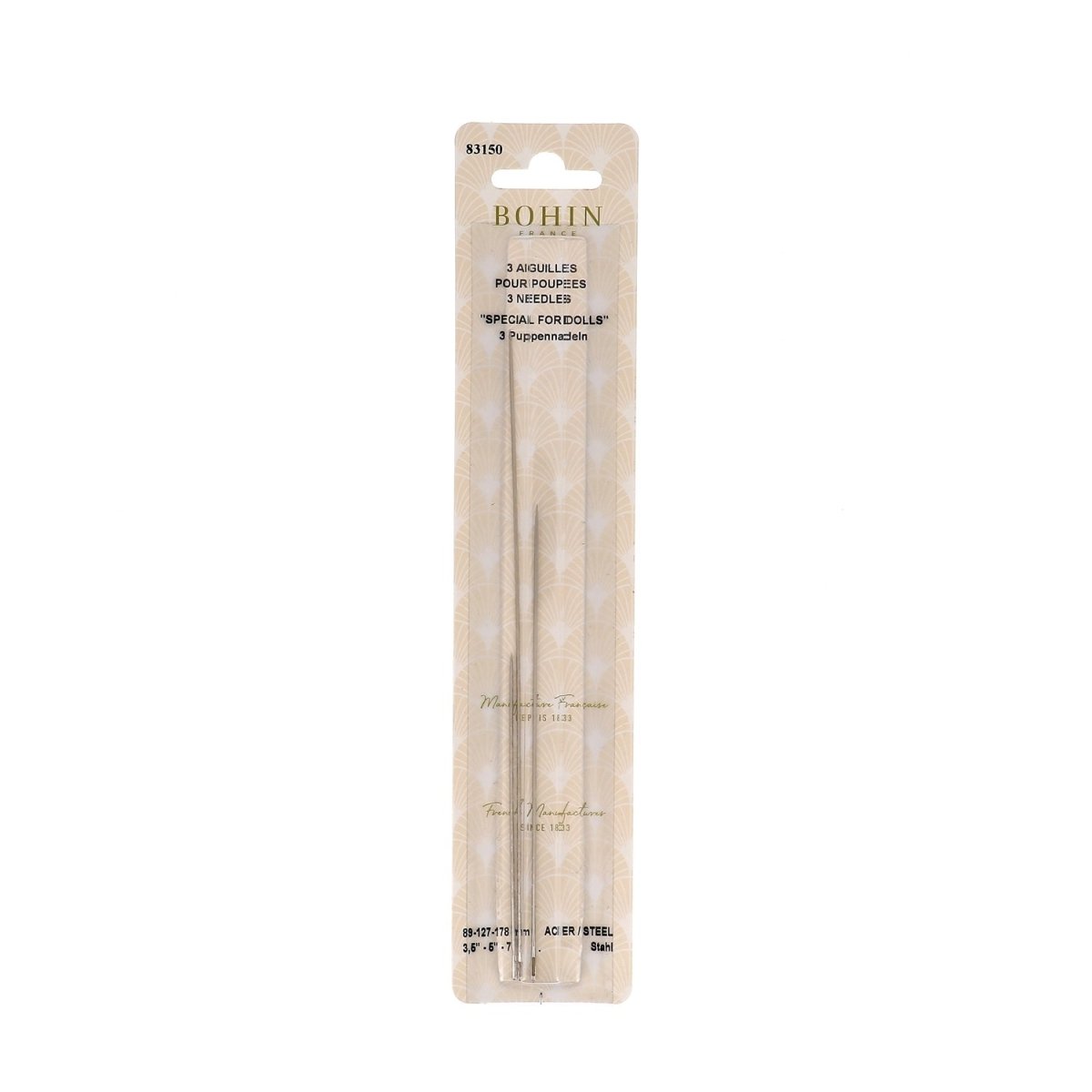 Bohin Aiguilles poupées 90/130/178 mm x3 réparation