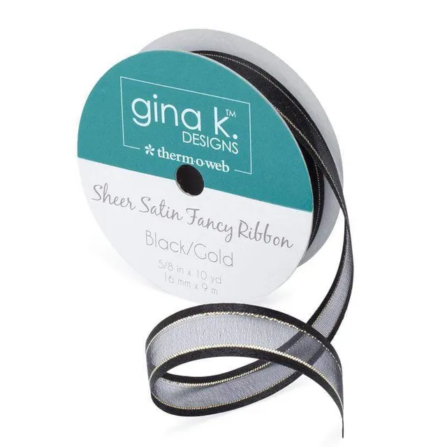 Gina K. Designs Ruban Satin Noir Or 10 yds