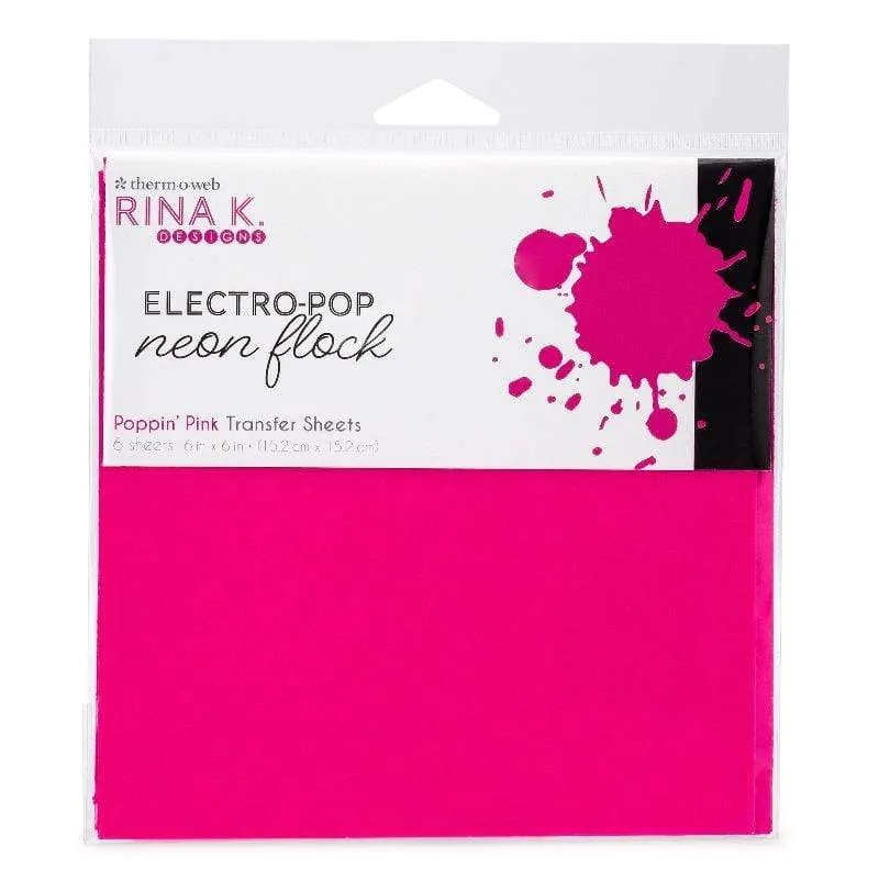 Rina K. Designs flock transfert rose fluo 6 feuilles