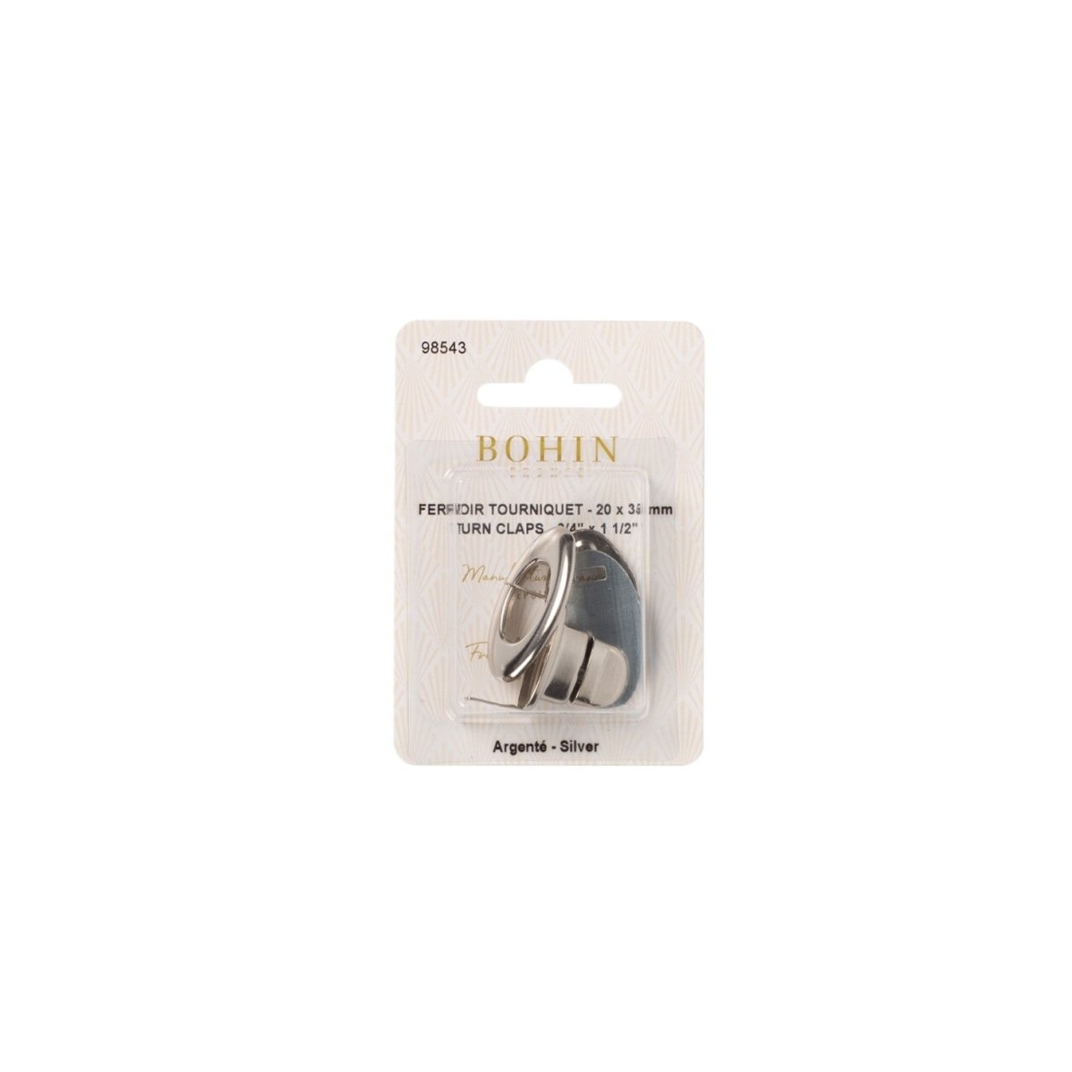 Bohin Fermoir Tourniquet Argent 35x20 mm – Fermoir Sac Métal