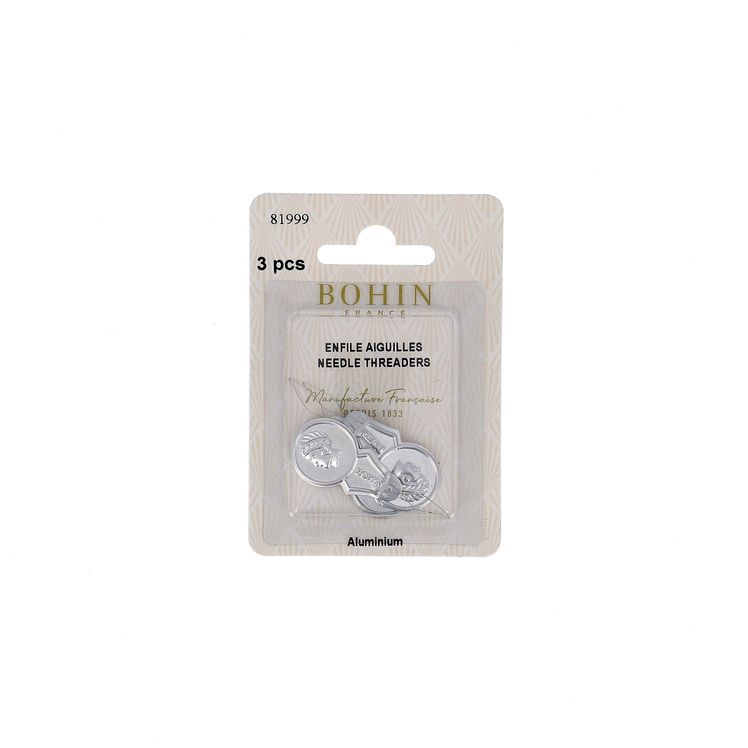 Bohin Accessoires aiguilles enfile-aiguille alu lot de 3 chas fin