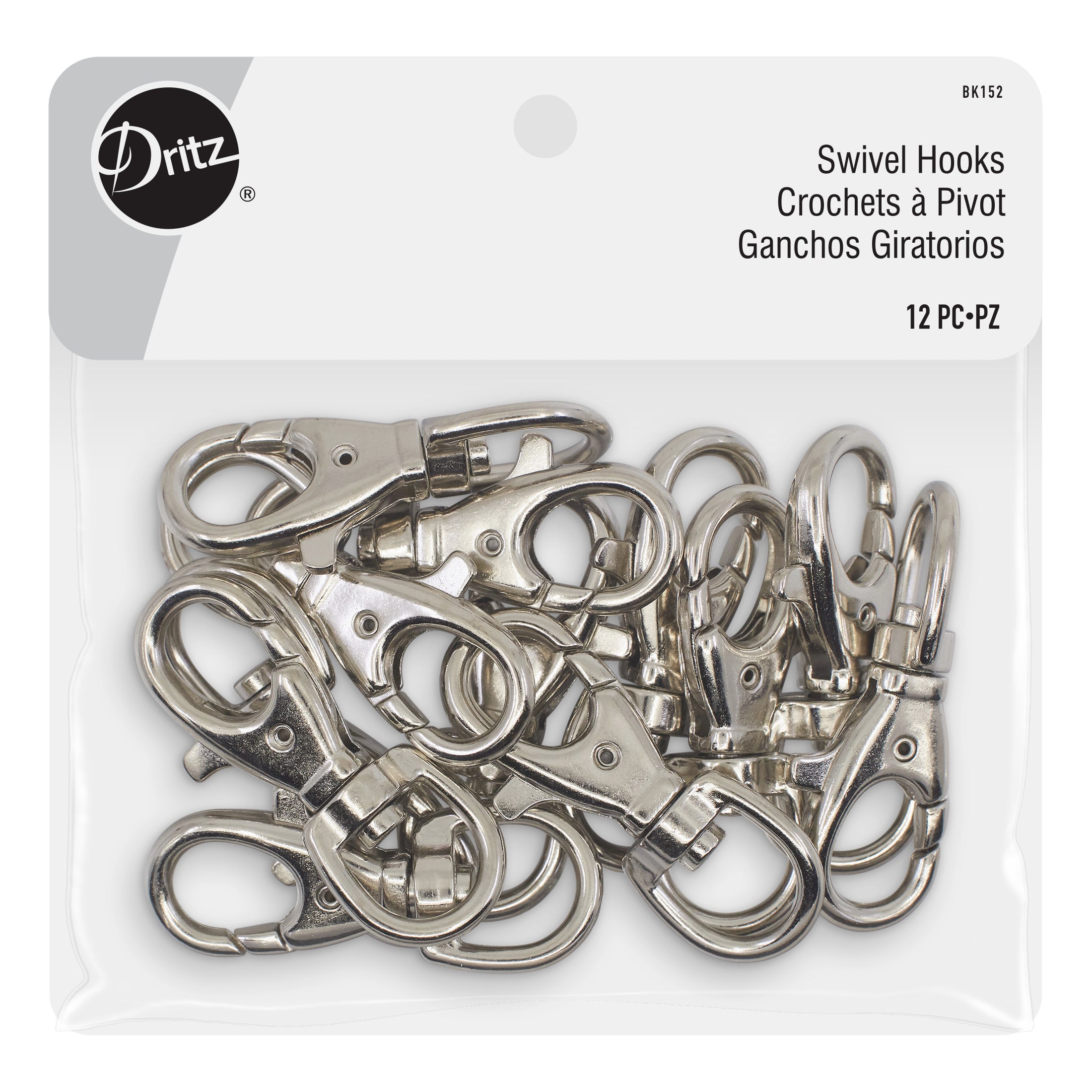 Dritz Fasteners & Closures mousquetons pivotants nickel 63mm x12