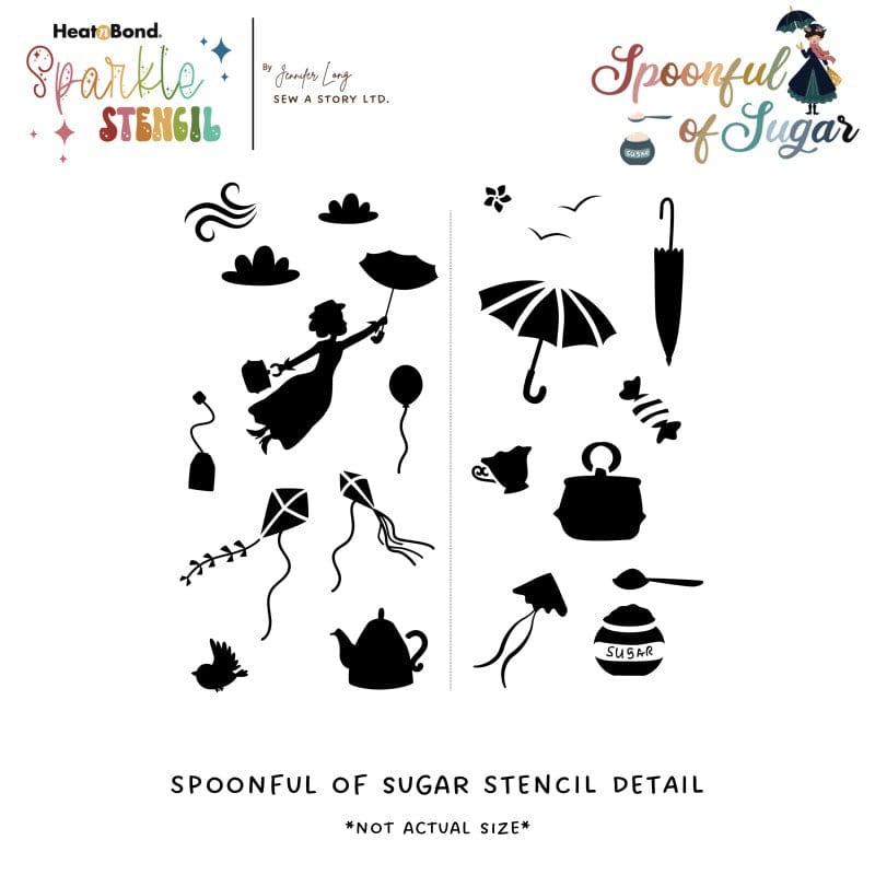 Jennifer Long Sew a Story Spoonful pochoir 15x15 cm