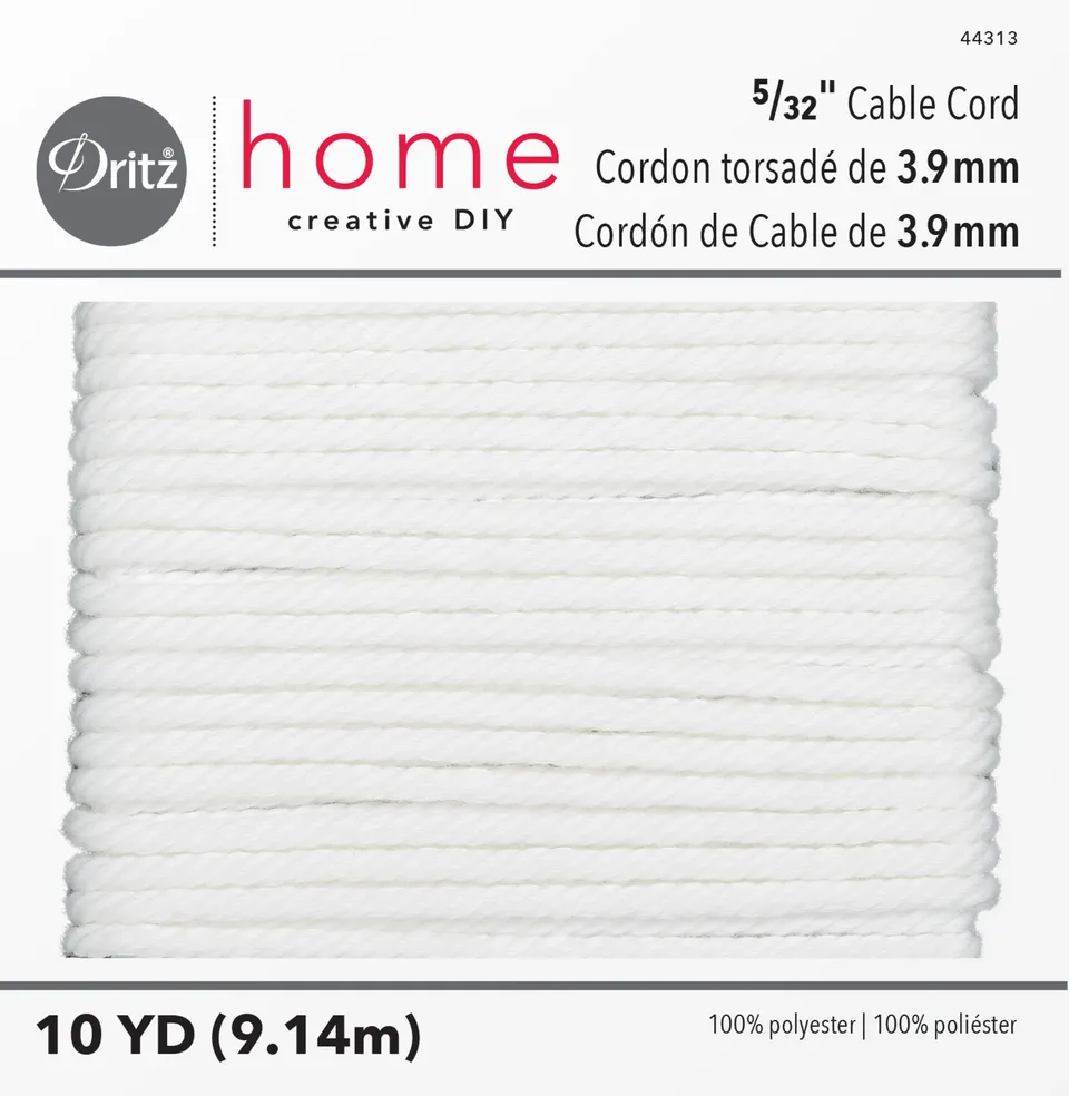 Dritz Cable Cord cordon blanc polyester 5/32" 10 yd