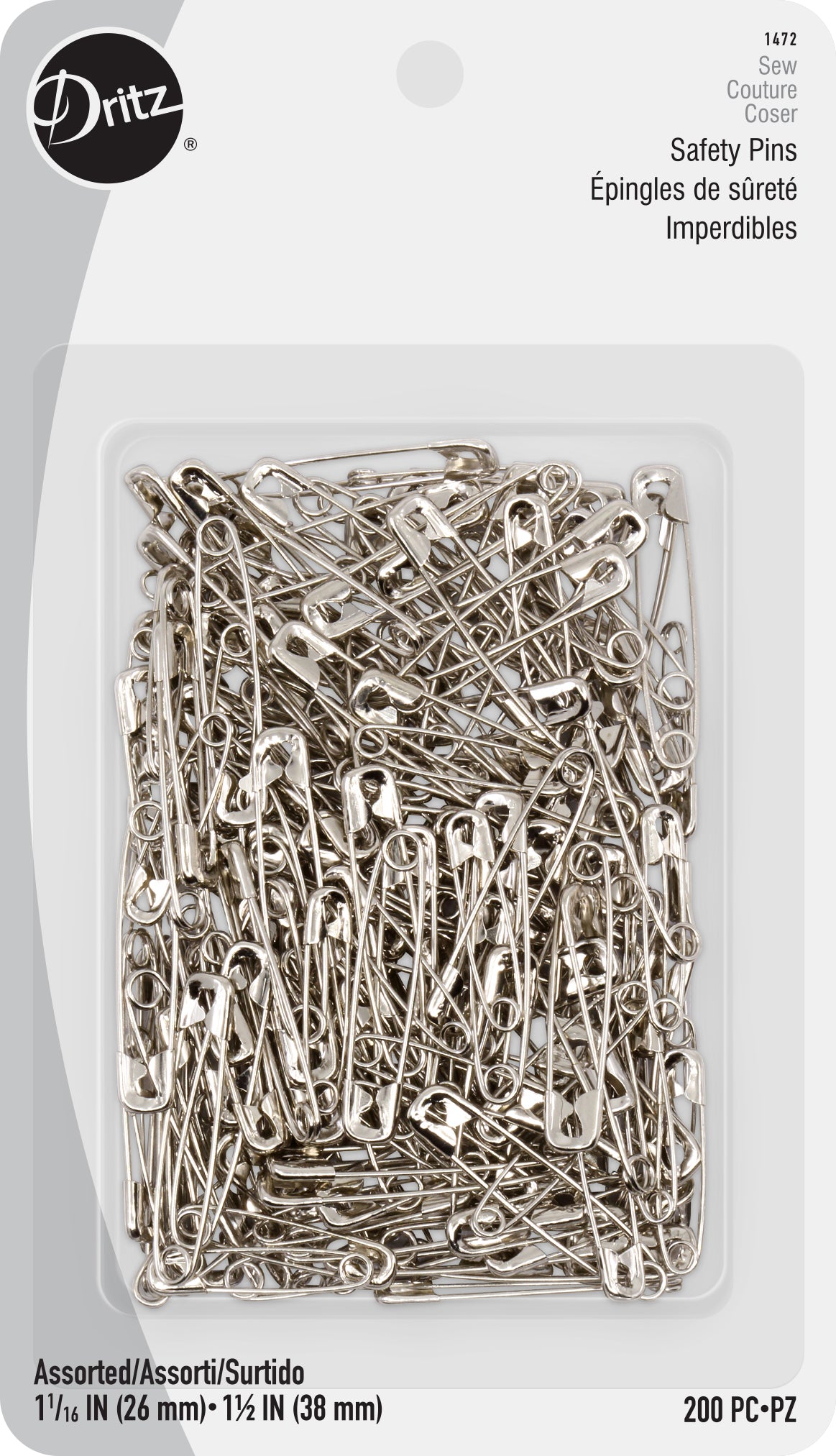 Dritz 1472 épingles nourrice nickel 200 pièces