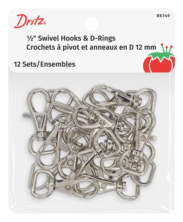 Dritz mousqueton pivotant + anneau en D 13 mm nickel lot 12