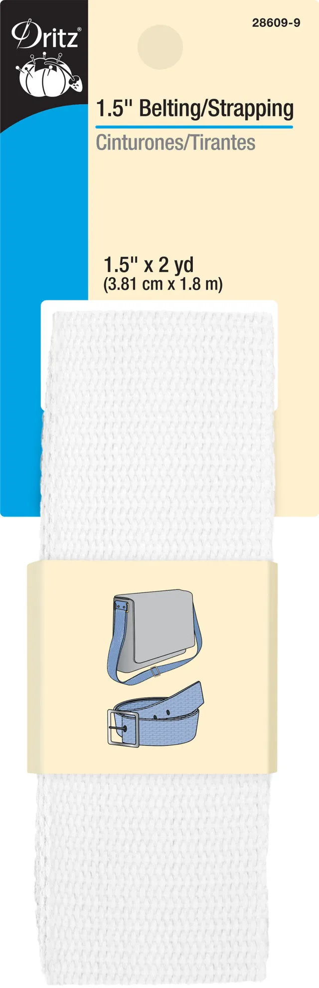 Dritz Sangle polyester 38 mm noire 1,8 m anses sac