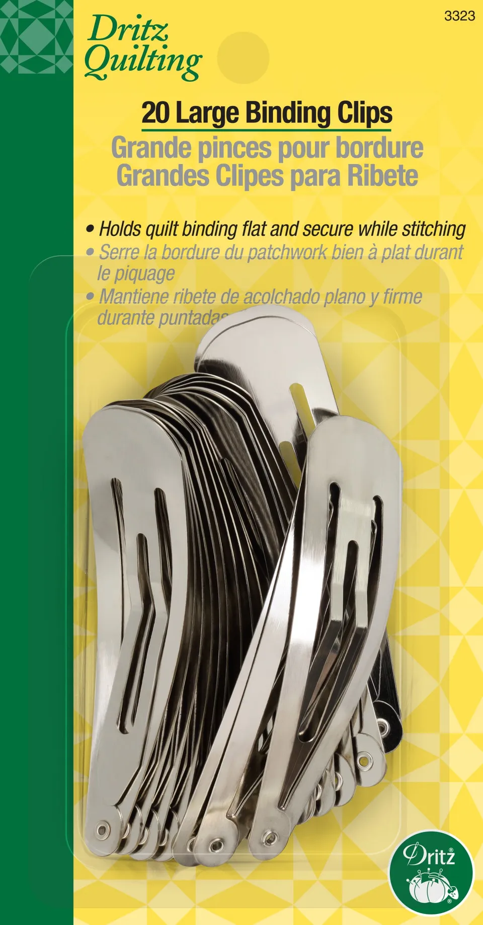 Dritz Quilting Grandes Pinces Biais Argent x20 métal