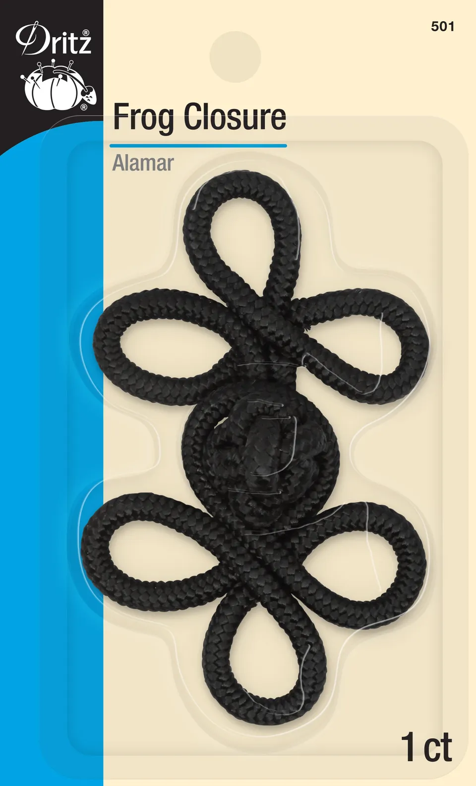 Dritz Fasteners Closures 501 brandebourg noir 10 cm