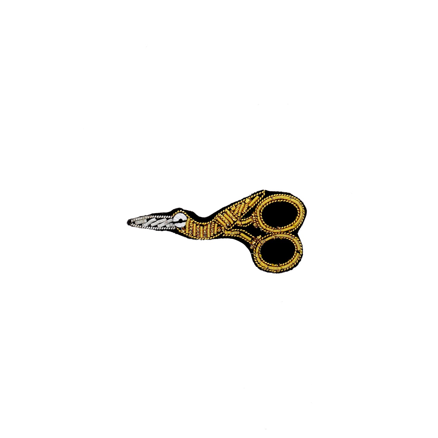 Bohin Broche ciseaux broderie or velours noir 5 cm