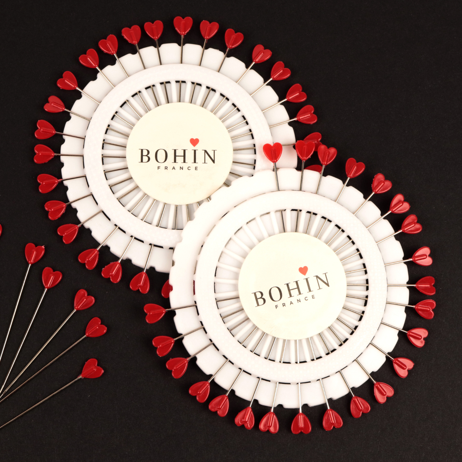 Bohin Épingles épingles cœur rouge 38 mm disque 30
