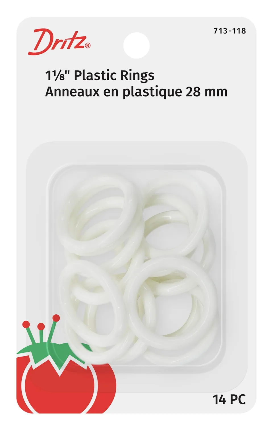 Dritz Fasteners Anneaux Plastique Blanc 28 mm 14 Pièces
